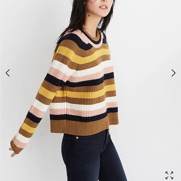 Madewell Striped Tilden Pullover Sweater Size Medium - Picture 2 of 7